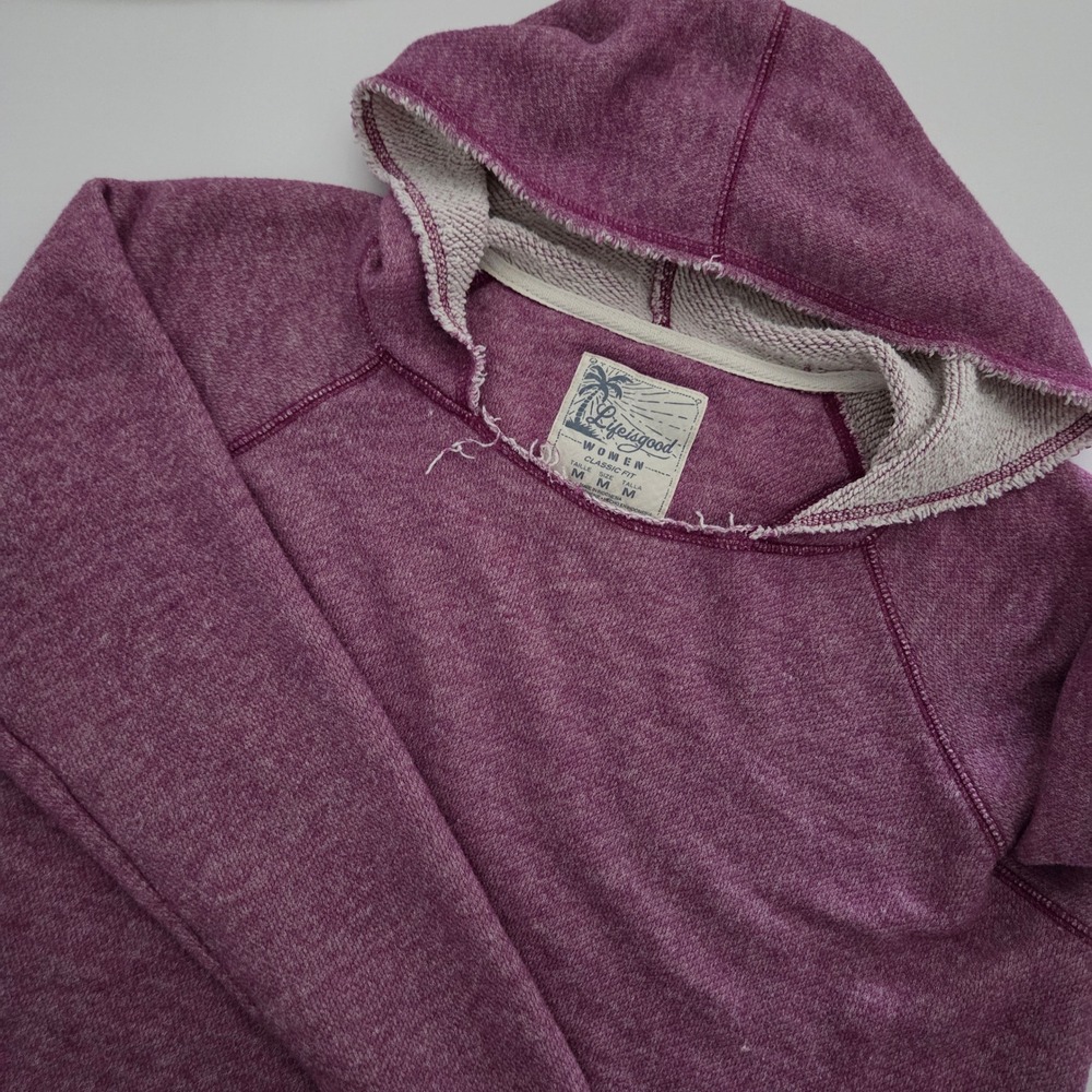 Life is Good Women's Purple Heathered Pullover Hoodie Sweatshirt‎ Size M